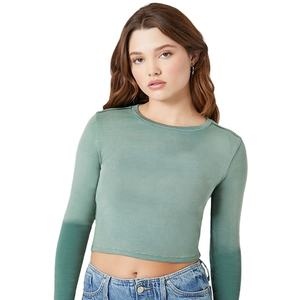 Camisetas de Manga Larga para Mujer, Diseño Ajustado, Cuello Redondo, 180 g/m², Verano, Moda, Alta Calidad, Diseño Corto - Product Image 1