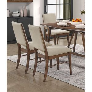 Juego de diseño moderno de 2 sillas de comedor de madera tapizadas en tela con acabado marrón sillas laterales para muebles de cocina - Product Image 2