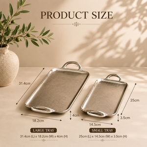 Juego de bandejas de servir de aluminio premium con acabado texturizado, diseño ergonómico de doble asa, elegante colección de platos rectangulares - Product Image 2