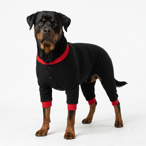 Black Knit Dog Coat With Red Trim Classic Style All Seasons <b>Pet</b> Clothing Comfortable Simple Design For Dogs - Product Image 3