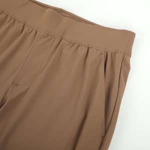 Pantalon large taille haute pour femme en crêpe uni, coupe ample, longueur totale, taille élastique, style décontracté, idéal pour le printemps - Product Image 4
