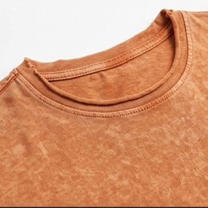 Orange Wash Oversized T-Shirt Men's Half Sleeve Washed Tee Men Drop Shoulder Summer Style Washed <b>TShirt</b> Mens - Product Image 5