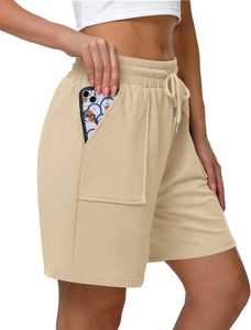 Shorts pour femmes à prix de gros, taille haute, en coton, brodés sur mesure - Product Image 5