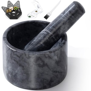 Ensemble mortier et pilon en marbre noir - Kit de broyage en gros Inde - Product Image 1