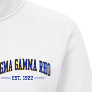 Sudadera blanca con media cremallera para mujer de Sigma Gamma Rho, estilo universitario griego, informal, para uso diario, personalizada - Product Image 4
