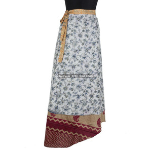 Último Diseño: Falda Larga Cruzada Modesta de 2 Capas Reversible de Seda Mágica, Estilo Sari, para Usar con Faldas Cruzadas de Seda Pesadas - Product Image 2