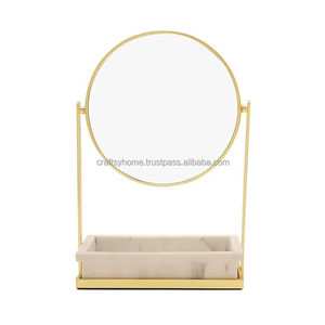 Double miroir de courtoisie de maquillage rotatif à 360 degrés plaqué or nouveau design en métal pour application murale à usage domestique pour décoration - Product Image 1