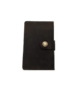 Handmade Customized Genuine Leather Unisex Card Case RFID Protected Card Holder Três Slots para Cartão para Uso Diário