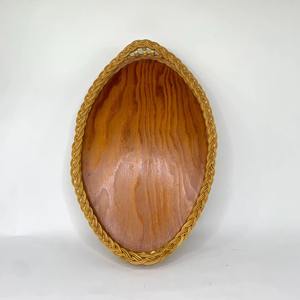 Plateau de service en rotin avec base en bois, idéal pour la cuisine, l'usage quotidien, les collations, le café et le thé, provenant d'Inde. - Product Image 2