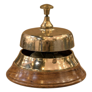 Campana de Mesa Náutica de Latón y Madera, Campana de Escritorio de Metal para Exteriores, Escuela, Bar, Recepción, Decoración Vintage para el Hogar y la Oficina - Product Image 1