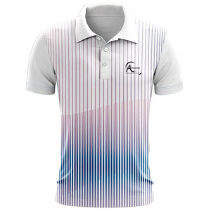 เสื้อโปโลชายลายทาง แขนสั้น สีไล่ระดับ ระบายอากาศได้ดี ทรงปกติ สวมใส่สบาย สีขาว น้ำเงิน ชมพู ลายเสื้อแบบมีลวดลาย - Product Image 1