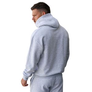 Sweat à capuche décontracté gris clair pour homme, coupe ample, en molleton, style athlétique, mode hiver, streetwear - Product Image 2