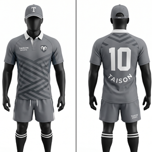 Uniforme de rugby personnalisé en polyester interlock 280 GSM, design à panneaux rayés vert lime et bleu marine, impression par sublimation, logo. - Product Image 6