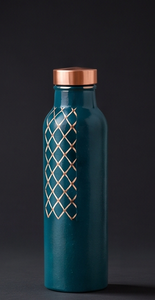 Venta al por mayor directa de fábrica: Taza de cobre esmaltada decorativa con motivo de celosía moderna, para bebidas ayurvédicas, a prueba de fugas, OEM - Product Image 3