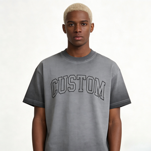 Camiseta de Hombre con Lavado Ácido, Oversize, Cuello Redondo, Algodón, Estilo Vintage, Ropa Casual de Moda Urbana, Tendencia del Mercado Estadounidense - Product Image 3