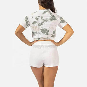 เสื้อครอปท็อปแฟชั่นใหม่ ไซส์ใหญ่สำหรับผู้หญิง เสื้อยืดลายมัดย้อมพิมพ์ลายสำหรับผู้หญิง - Product Image 4