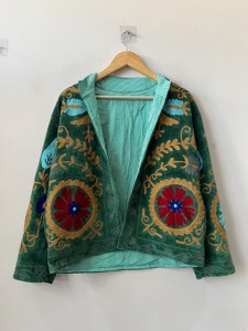 Veste Bohème en Velours Brodé Floral et Coton Écologique à Manches Longues et Col Rond Grande Taille pour Femme – Vêtement d'extérieur Décontracté Hiver - Product Image 2