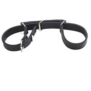 Menottes en cuir à suspension avec coutures renforcées et anneaux métalliques - Product Image 5