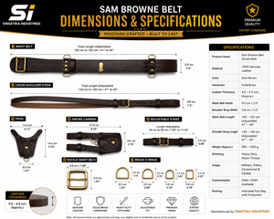 Ceinture en cuir de veau écologique style britannique Sam Browne avec finitions en laiton et croix dorée chromée pour cérémonies - Product Image 3