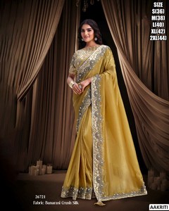 Sari Tradicional Zareen Royale de Organza y Satén con Bordado Zari para Mujer - Ideal para Bodas y Fiestas de Invierno, Antiarrugas y Absorbente de Humedad - Product Image 4