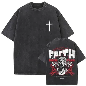 Camiseta de algodón con estampado Chrome Heart y lavado ácido para hombre, corte holgado, camisetas estampadas, superventas, estilo urbano, ligera, oversize - Product Image 1