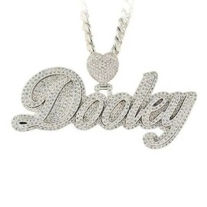 Iced Out Moissanite Letter Name <b>Pendant</b> 925 <b>Silver</b> Rhodium Plated Hip Hop Style Jewelry Rapper Bling <b>Initial</b> Letter <b>Pendant</b> - Product Image 2