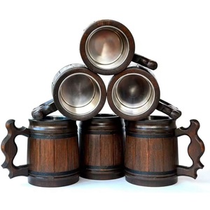 Jarras de Cerveza de Madera Decorativas de Primera Calidad con Acabado Natural, Hechas a Mano, Estilo Clásico - Product Image 5