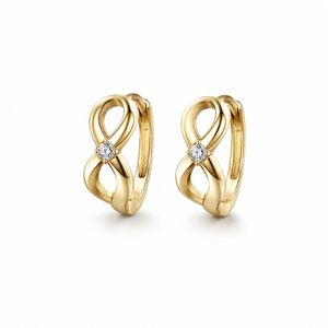 Dainty 18K Gold Plated Twist <b>Earrings</b> with Sparkling Zirconia , 925 Silver Hoop <b>Earrings</b> for Girls Gifts - Product Image 2
