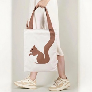 Custom Printed Cartoon Print Large Cotton <b>Canvas</b> <b>Tote</b> Bag with Zipper Closure and Long Handle for Daily Shopping - Product Image 2