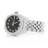 Montre de luxe personnalisée, cadran noir à points, diamants Moissanite, quartz, classique, mode, 10 bars de résistance à l'eau, édition limitée, acier inoxydable