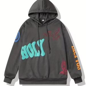 Sudadera con Capucha de Moda Urbana para Hombre, Lavada, con Estampado Puff y Transferencia Térmica Digital, Felpa Antibolitas - Product Image 1