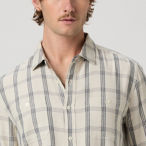 Casual Wear Men T Shirt With Turn <b>Down</b> Collar Comfortable & Relaxed Fit And Full Sleeve Checked Design With Logo For Bulk Buyers - Product Image 2