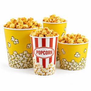 Cubos de Palomitas Desechables de Doble Pared Gruesa, Ecológicos, de Grado Alimenticio, Reciclables, Personalizables, con Múltiples Especificaciones e Impresión - Product Image 1