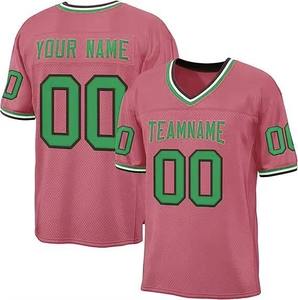 Custom V-Neck American Football Jersey <b>Red</b> Green <b>Mesh</b> 100% Polyester Sublimated Print Breathable Men's Adult Team Name Number - Product Image 4