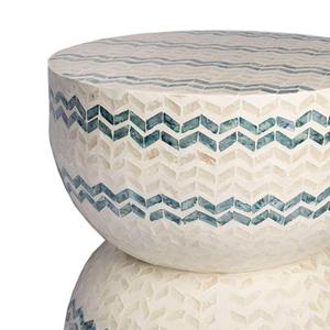 Mesa Redonda de Mosaico de Capiz Verde Hecha a Mano para Sala de Estar, Muebles y Decoración del Hogar, Estilo Mayorista - Product Image 4