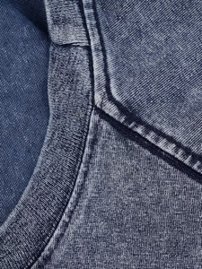 T-shirt en jean tricoté surdimensionné pour homme, manches courtes, délavage acide, 100 % coton, col rond, couleur unie, respirant, 230 g, poche avant - Product Image 5
