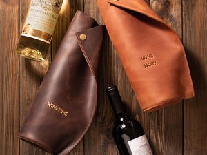Porte-vin en cuir véritable avec logo personnalisé, sac de transport de luxe pour une seule bouteille, fabrication en gros, porte-vin en vrac, cadeau LEB-0060 - Product Image 3