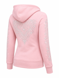 Women's <b>Rhinestone</b> Zip Up Hoodie Sparkling Crystal Hooded Sweatshirt Long Sleeve Casual <b>Jacket</b> with Pockets Soft Warm Fit - Product Image 3