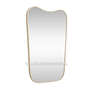 Miroir mural de forme géométrique en fer et verre, miroir mural décoratif, design incurvé à la main pour la décoration de la maison, du salon et du bureau - Product Image 1