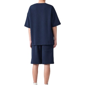 2025 chándal de algodón 100% de manga corta para hombre con logotipo personalizado, camiseta con capucha, ropa de calle informal, conjuntos cortos de dos piezas - Product Image 6