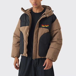 OEM ODM Custom Logo Men's Color Block Puffer Jacket Hooded Winter <b>Bubble</b> <b>Coat</b> Windproof Warm Streetwear Hip Hop Outerwear - Product Image 5