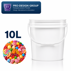 10L Food Safe Plastic <b>Bucket</b> <b>with</b> Flat <b>Lid</b> for Food Storage, Leakproof Storage Solution - Product Image 1