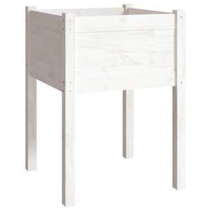 Jardinière carrée de taille moyenne en bois de pin massif blanc, pot à fleurs polyvalent et élégant - Product Image 2