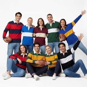 Maillots de rugby en coton épais et lourd, polos classiques à manches longues, vêtements d'équipe, maillot de rugby à rayures horizontales - Product Image 4