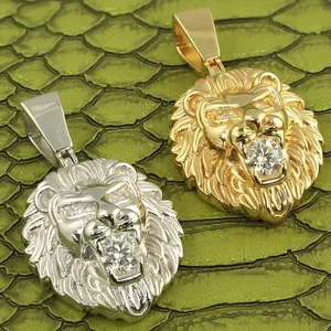 Pendentif Tête de Lion en Moissanite VVS1 Certifiée IGI 127 CTW, Plaqué Or Jaune 14 carats, Collier Hip Hop pour Homme avec Breloque Animale Givrée - Product Image 6