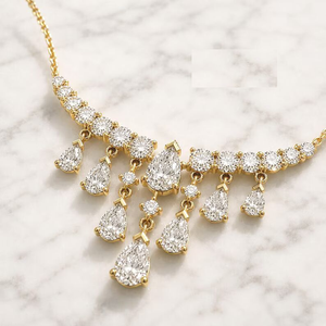 Collier élégant en moissanite en forme de goutte d'eau, bijoux de mariée dorés, pendentif superposé, cadeau de mariage de luxe - Product Image 5