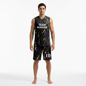 Uniforme de Baloncesto Personalizado de Manga Corta de Alta Calidad, Impreso, al por Mayor, 100% Poliéster de Secado Rápido - Product Image 2