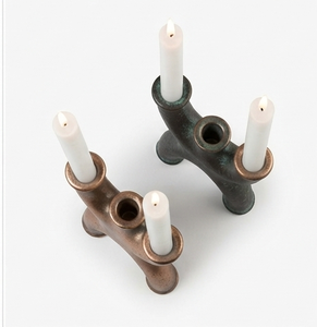 X-Shaped Metal Candlestick Holder with Two Candle Cups Antique Bronze Finished Candle Stand <b>for</b> Home Decoration - Product Image 3