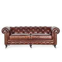 Hochwertige Chesterfield Vintage italienische Top Narbe Echt leder Sofa Set Wohnzimmer braune Leders ofas