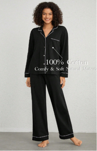 Ensemble pyjama en satin beige pour femmes, manches longues, col cranté, boutons, pantalon uni longueur cheville, vêtements de détente, 2 pièces - Product Image 4